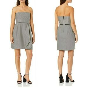Halston Heritage Black Chalk Stripe Dress modified